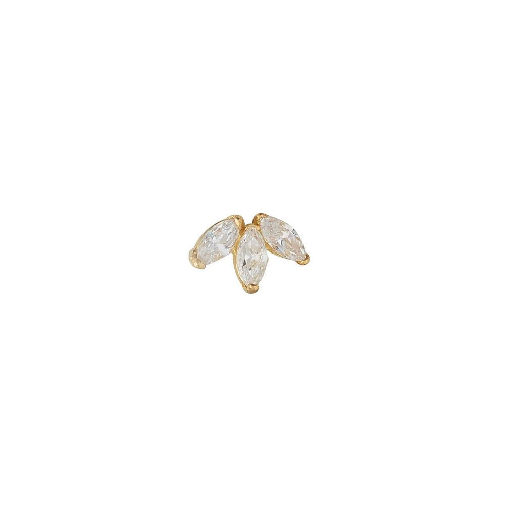 9ct Gold Marquise CZ Lotus Cartlidge Earring