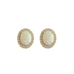 Load image into Gallery viewer, 9ct Gold Oval Opal CZ Halo Stud Earrings
