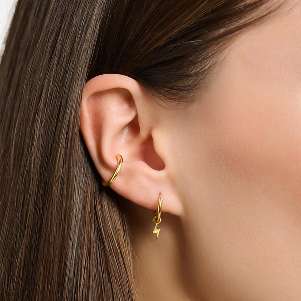 Gold Plated Flash Charm Hoop Earring