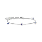 Load image into Gallery viewer, Silver Charmed Blue Square Stone Bracelet
