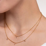 Load image into Gallery viewer, Gold Plated Four Stone Double Chain Necklace
