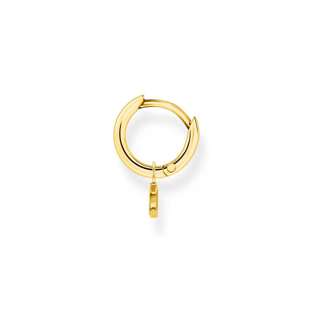 Gold Plated Moon Charm Hoop Earring