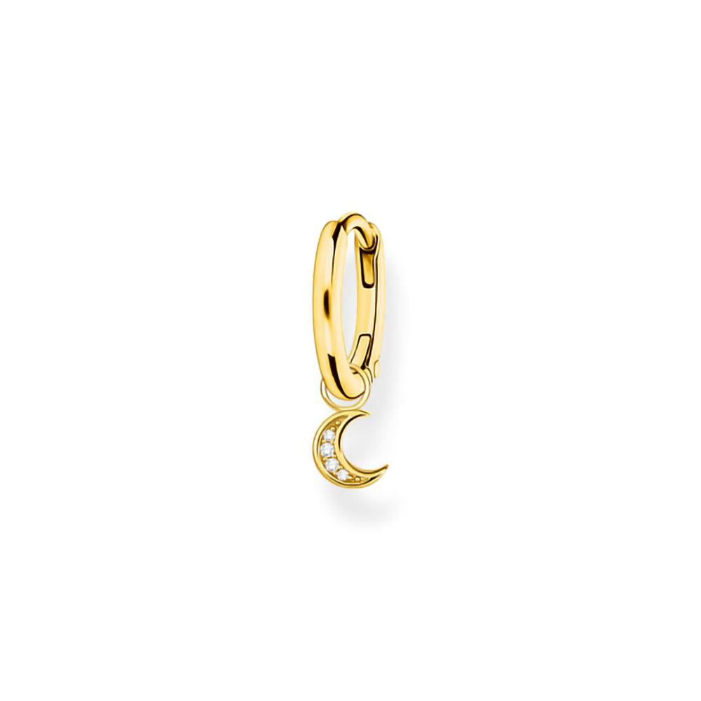 Gold Plated Moon Charm Hoop Earring