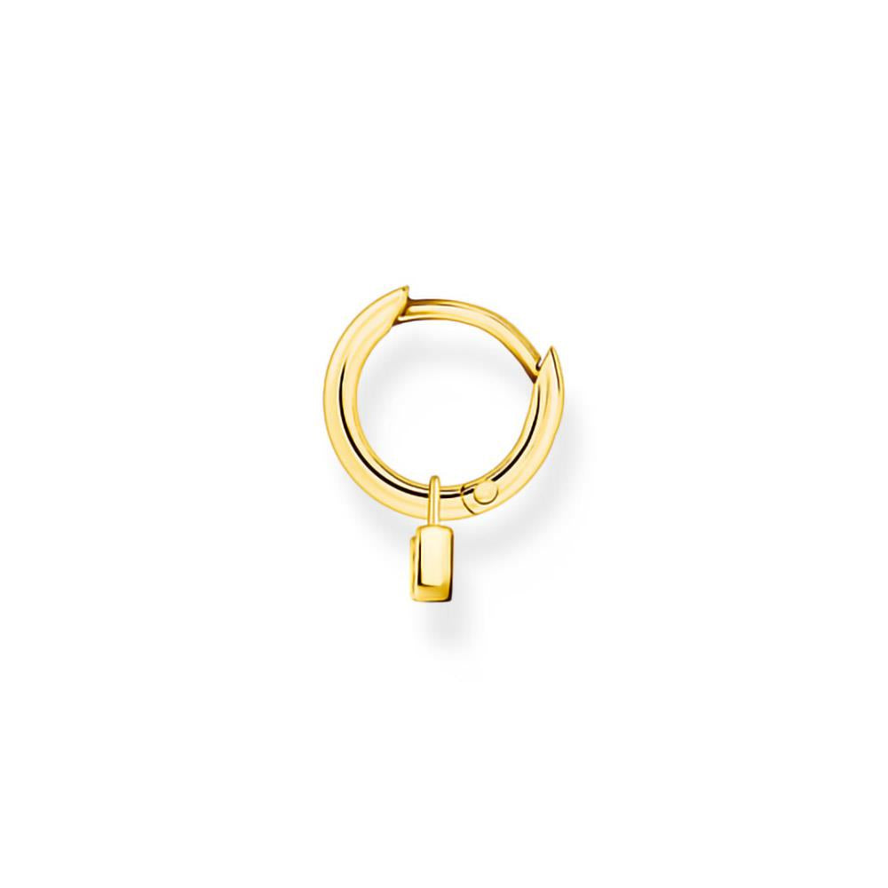 Gold Plated Padlock Charm Hoop Earring