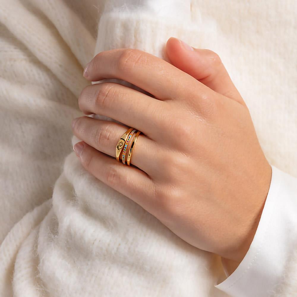 Gold Plated CZ Signet Ring