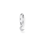 Load image into Gallery viewer, Silver Moon Charm Hoop Earring

