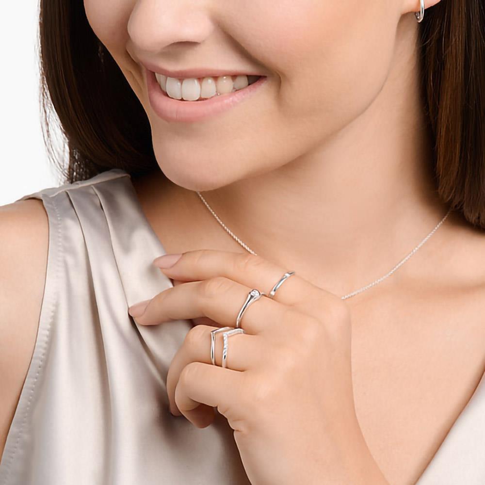 Silver Stone Wishbone Ring
