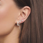 Load image into Gallery viewer, Silver Stone Drop Chain Single Earring
