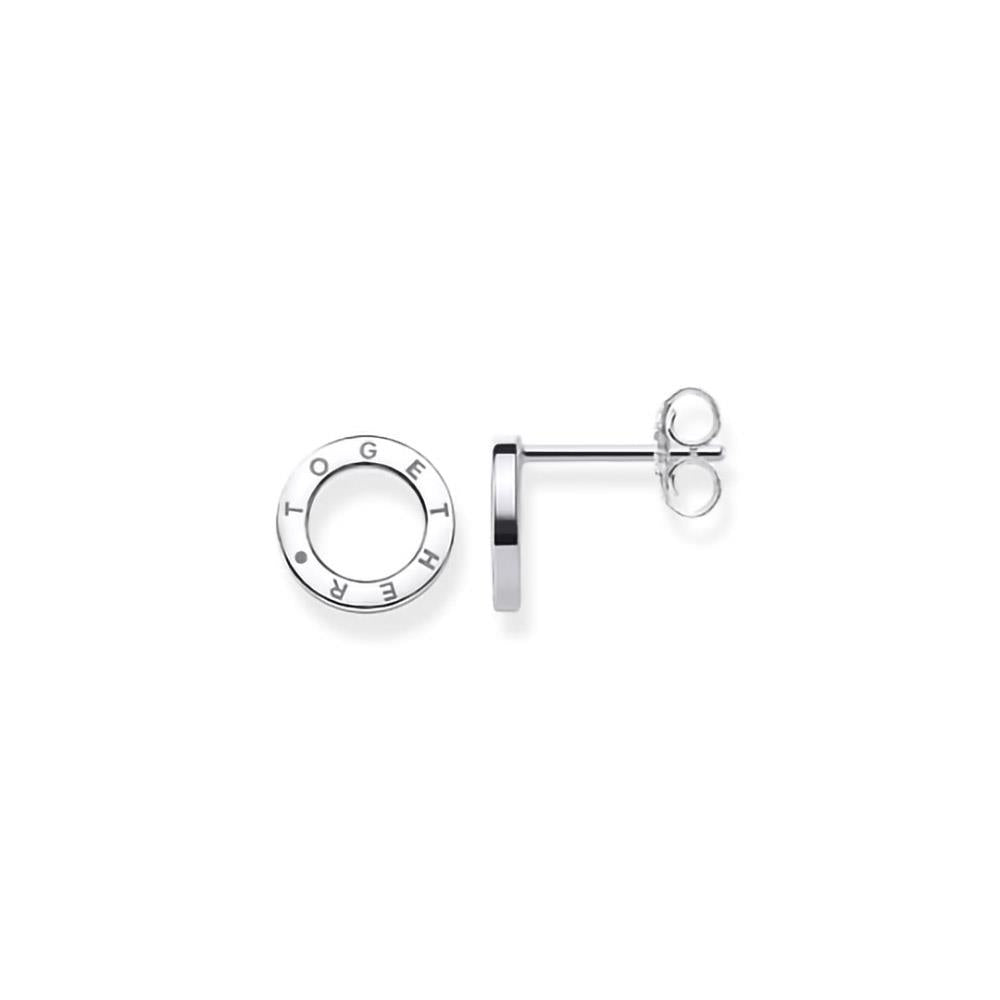 Silver Together Forever Circle Stud Earrings